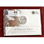 2013 - £20 A Timeless First St. George and the Dragon. Silver BUNC, Royal Mint Pack