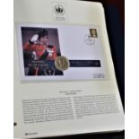 2002 - Queen Elizabeth Golden Jubilee, English penny gold gilt BUNC on 1st class stamps Trooping