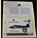 2008 - History of the Royal Airforce 2007 Naru dollar BUNC Avro Anson on GB 1st Class cover