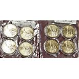 USA - 2008 Presidential Dollar Satin Finish 'D' (4) and 'P' (4) BUNC in capsules (8)