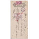 Petrograd Bank 1917 £5000 Bill of Exchange, £21 Foreign Bill adhesive