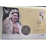 2002 - Queen's Golden Jubilee - British Virgin Islands Dollar BUNC and Guernsey stamp cover
