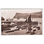 Isle of Man, Bradda Head, Port Erin photo postcard depicting Sailing boats, used 1940. Corner