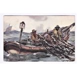 Tucks Oilette - 'A Good Haul', Artists postcard the original J.R. Ragshawe, used 1910