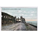 Douglas Southern Electric Tramway, Isle of Man, 1908 used colour postcard 'Entrance Gates, Marine