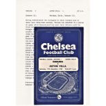 Chelsea v Aston Villa 1960 December 17th League vertical crease score & team change in pen