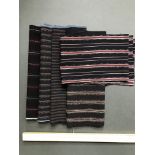 5 x Japanese shima stripe cloths for men's haori/hanten or kimono. beautiful dark indigo grounds