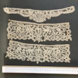1800's bobbin lace pair cuffs and single cuff edging