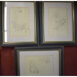 Winnie the Pooh framed prints (3) taken from original sketches for 'The House at Pooh corner'.