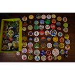 Vintage Tin Pin Badges ranging from the 1970s onward including (200+) mainly advertising including