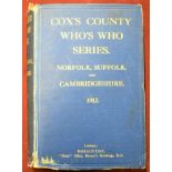 Cox's County Who's Who series. Norfolk, and Suffolk and Cambridgeshire 1912, cover damage