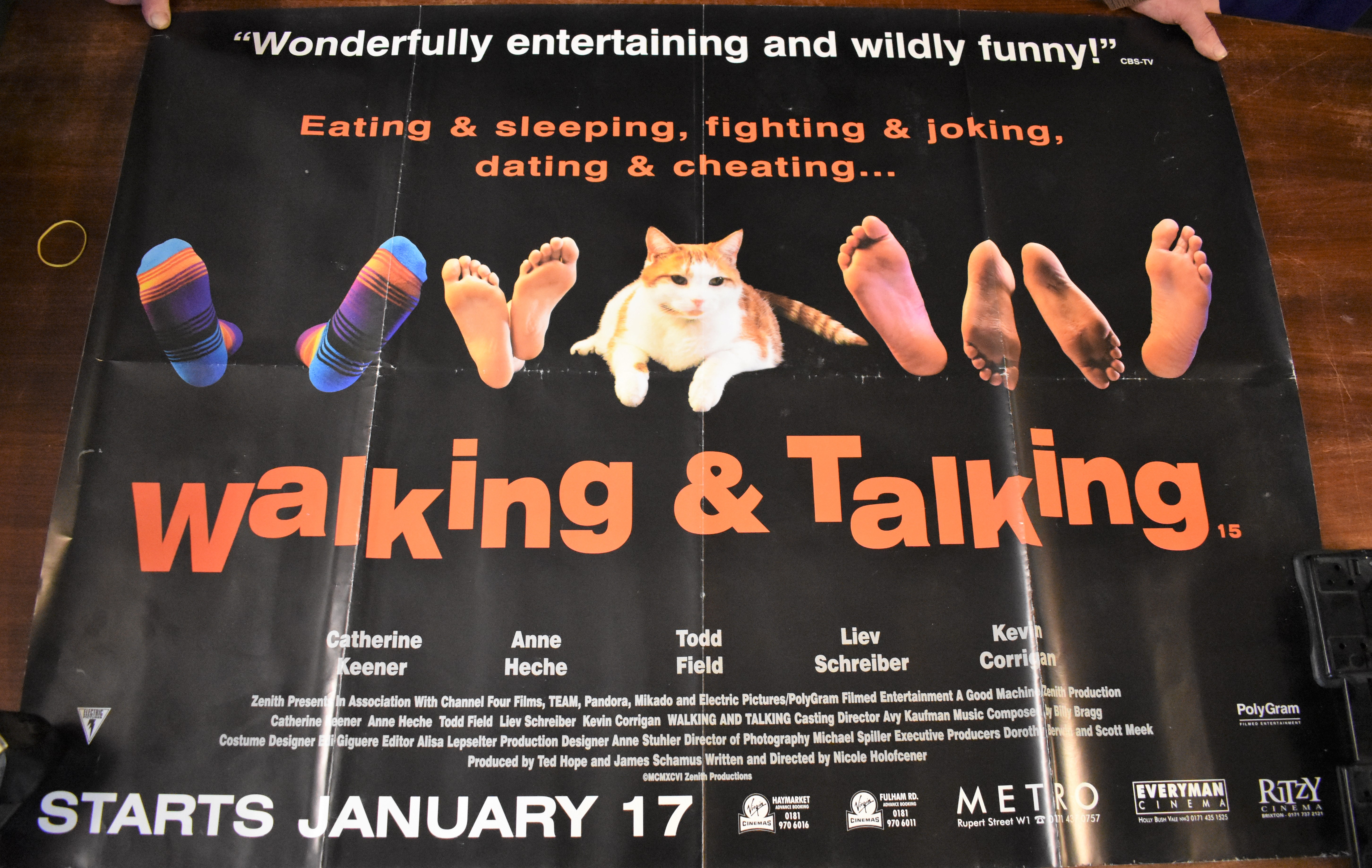 Walking and Talking - Cinematic Poster, measures 100cm x 76cm. Central crease