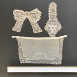 Two Victorian mixed lace inserts and what is believed to be a sampler for handkerchief edges, fine