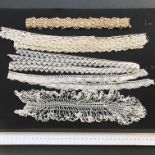 Mixed lot of late Victorian machine Schiffli lace trim and hand crochet trimmings