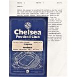 Chelsea v Everton 1959 October 24th League horizontal crease half time scoreboard in pen