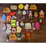 Vintage plastic Pin Badge and keyring collection (40) which includes Toy Story, Knitting, Haven