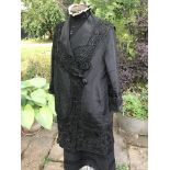 Edwardian handmade silk faille trapeze 3/4 length dress jacket with stud and button fastening.