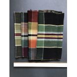 4 x vintage Japanese shima plaids, single width repeats, beautiful rich muted colours . tanmono