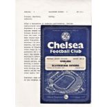 Chelsea v Blackburn Rovers 1959 November 7th League horizontal & vertical creases team change in pen