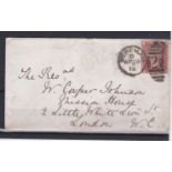 Great Britain 18750 Envelope posted to London cancelled 29.4.1875-Dereham with cds and 245 town