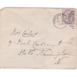 Great Britain 1885 - Envelope posted to Stoke Newington cancelled 2.12.1885 with Peckham S.E.,