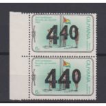 Guyana 1961 440 cents on 6 cents, Scout stamps, u/m mint pair with two types of surcharge (200 +