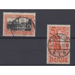 Germany Danzig issue 1924-1935-SG200 used 1g-SG238-used 5pf & 5pf-cat value £72