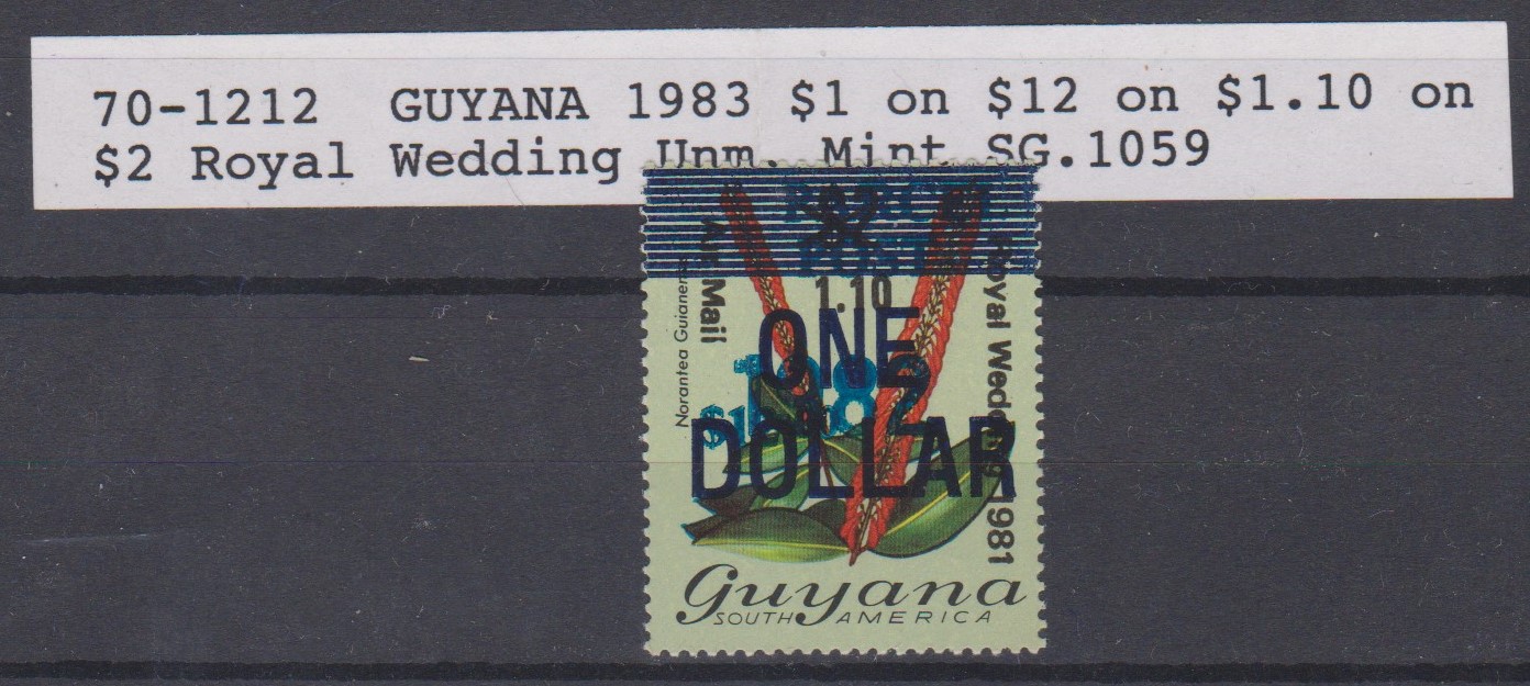 Guyana 1983 1$ on 12$ on 1$.10 on 2$ u/m mint, SG 1059