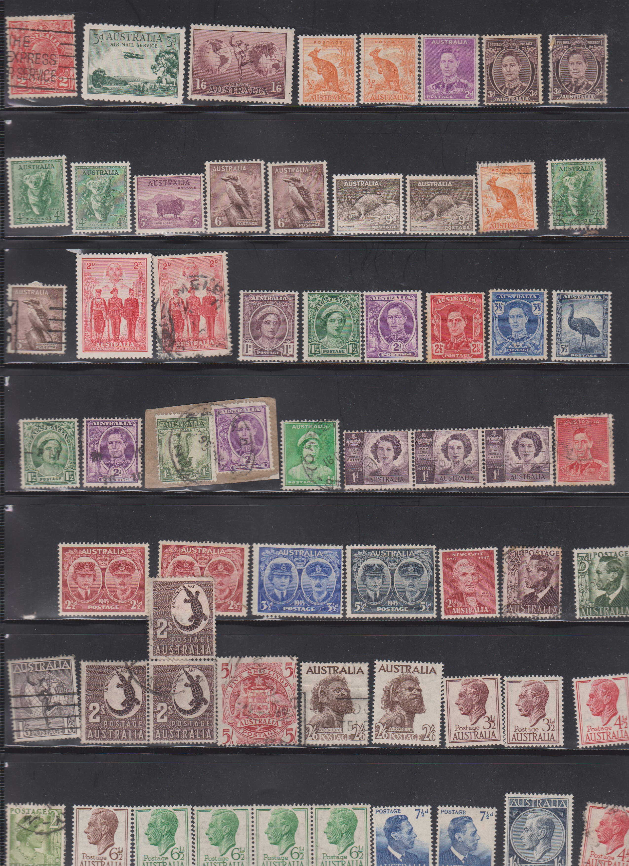 Australia 1929-1977 collection of u/m, m/m and used on five pages. Some duplication. Cat £120+