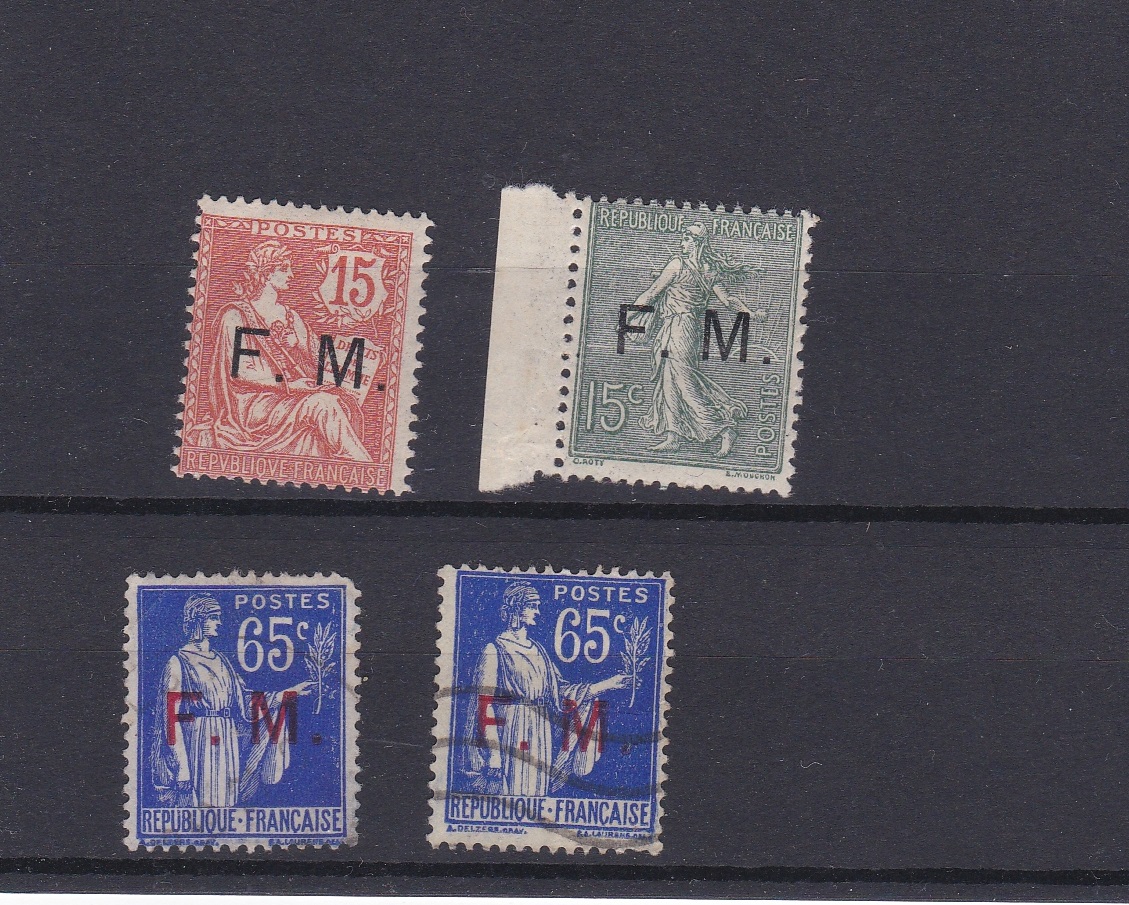 France 1903-1933 Military Frank stamps Incl S.G. M314 15c red, S.G. M324 m/m 15c green and S.G. M517