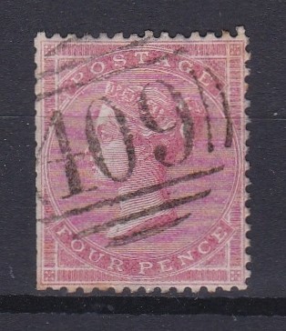 Great Britain 1857-SG66 used 4d rose-carmine - cat value £150