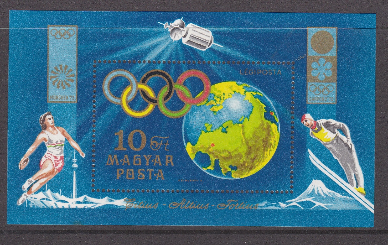 Hungary 1972 Air Olympic Games Munich S.G. MS2683 u/m miniature sheet, Michel 2769 Block 89A.