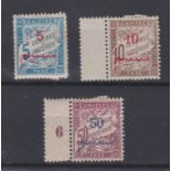 French Post Offices in Morocco 1911, Surch Postage due S.G. D40-D42 m/m set. Cat £45