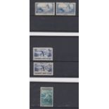 France 1936-38 Group of (3) stock cards with five mounted mint, used and commemoratives.