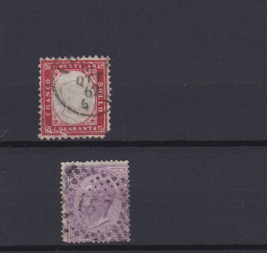 Italy 1862-63-SG3b used 4dc nibbled bottom edge SG15 used 60c-cat value £246