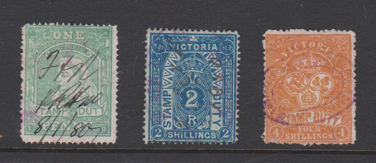 Australia (Victoria) 1884-1896 Stamp Duty Issues 1d yellowish-green (portrait of Queen Victoria) 2/-