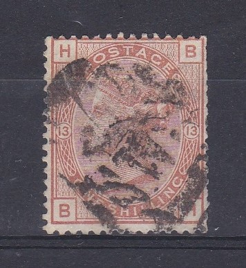 Great Britain 1880-83-SG163 used 1s orange brown plate 13-cat value £170