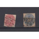 German States (Prussia) 1861-67 definitives S.G. 32 used 1sgr, S.G. 35 used 2sgr, both with early
