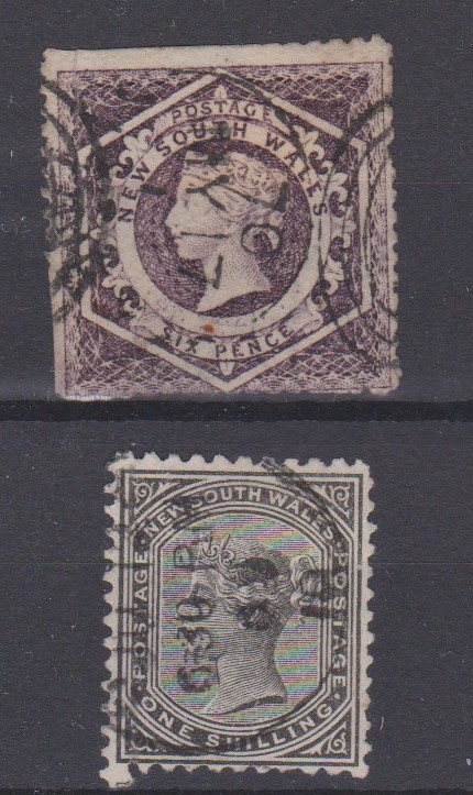 Australian States New South Wales 1860-70 S.G. 147 used 6d perfs trimmed and 1871 S.G. 221c used