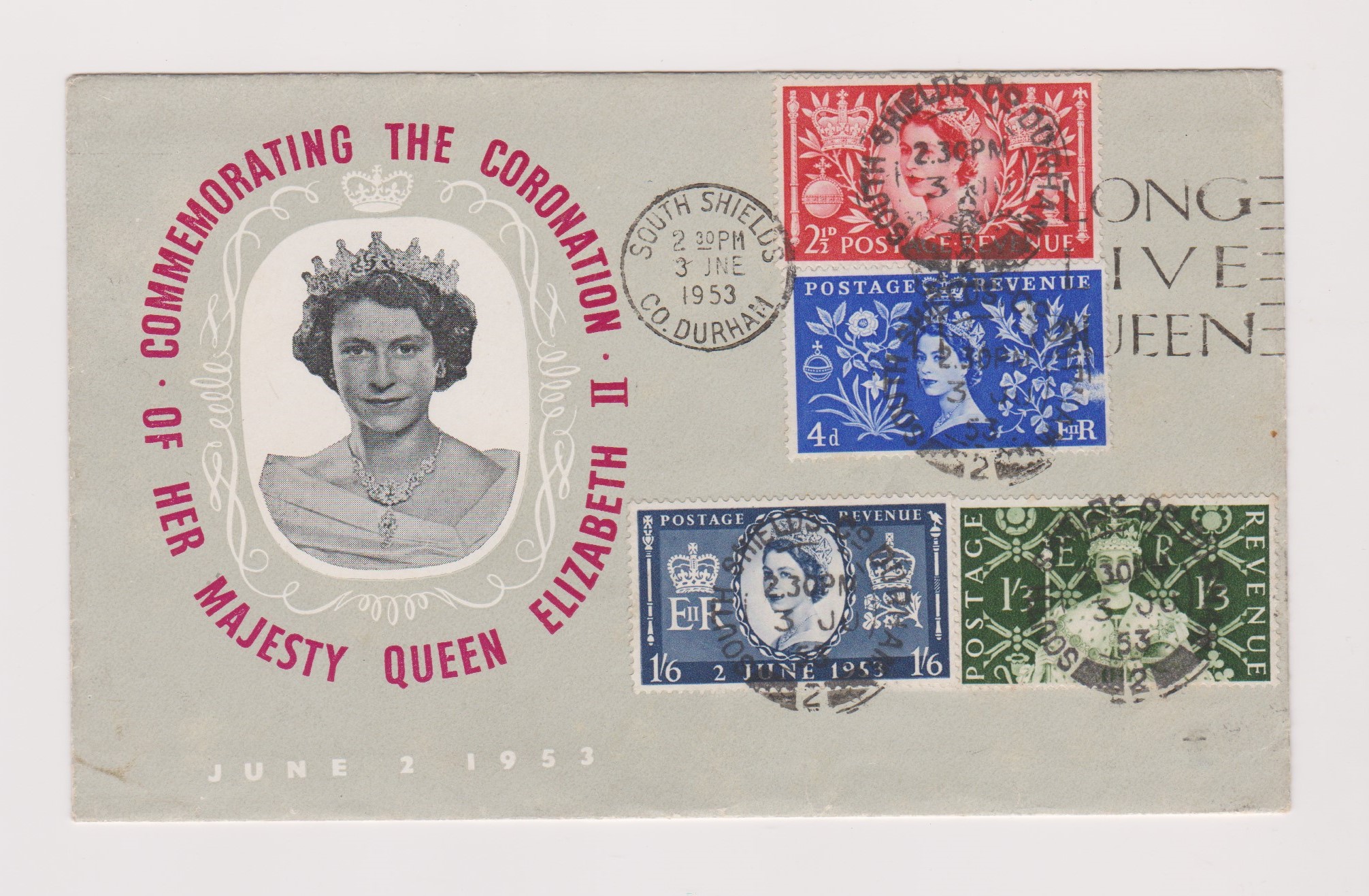 Great Britain 1953 (2 June), (6/3) Coronation Slogan "Long Live the Queen" FDC