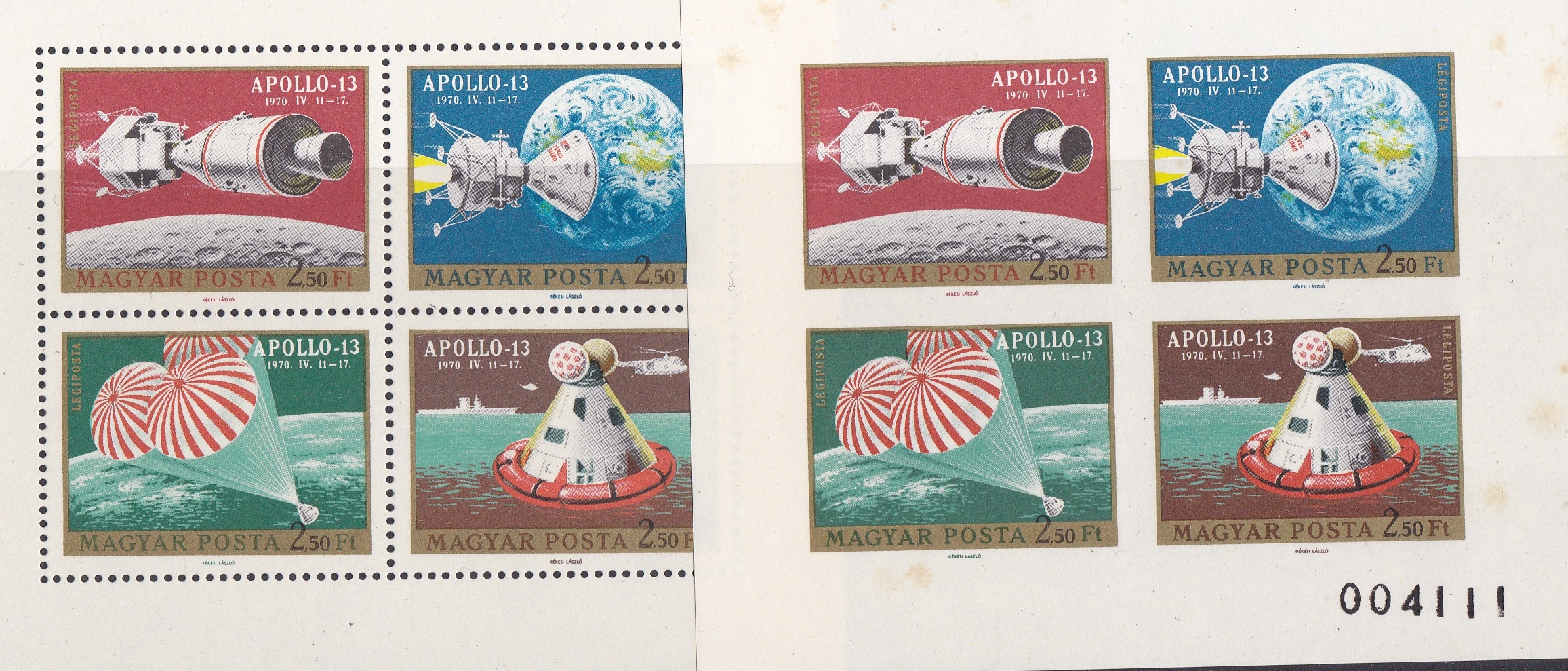 Hungary 1970 Air Space Flight of Apollo 13 S.G. MS2533 u/m perf and imperf miniature sheets,