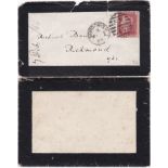 Great Britain 1866-Mourning envelope posted to Richmond, Yorks-cancelled 3.2.1866 with London duplex