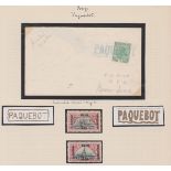 Iraq 1920-30-Album page with a cover and 2x SG6 optd stamps cancelled Paquebot