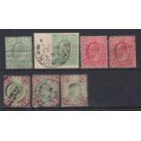 Great Britain 1902-10-definitives SG218 m/m precancelled 1/2d-218 used perfin 1/2d-SG219 m/m and