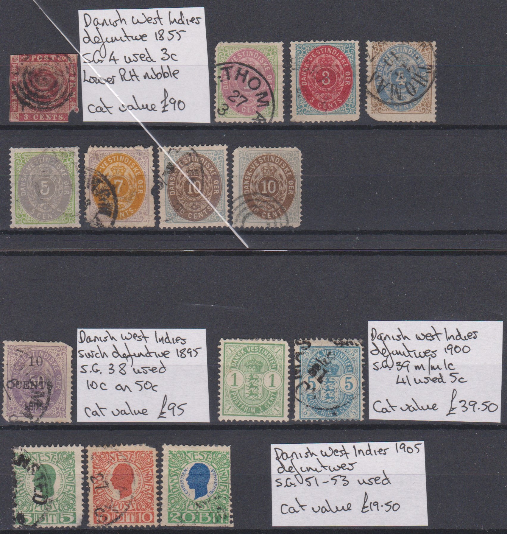 Danish West-Indies Classic Collection definitives 1895-1907 SG 38 used 10c on 50c, 1900 SG 39