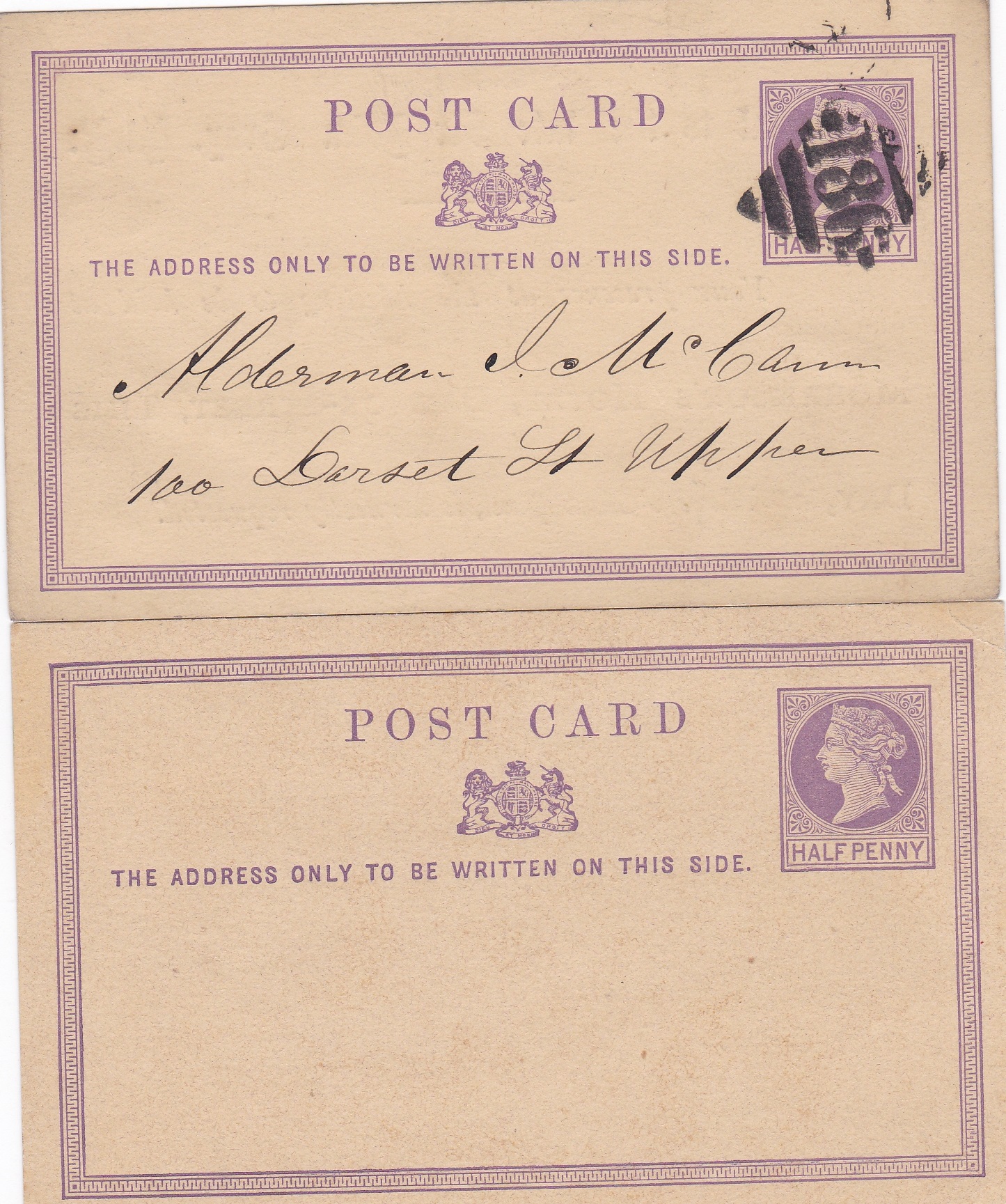 Great Britain 1873-1875-unused prepaid Michel P2 postcard with 1/2p lilac postage rate -1875 prepaid
