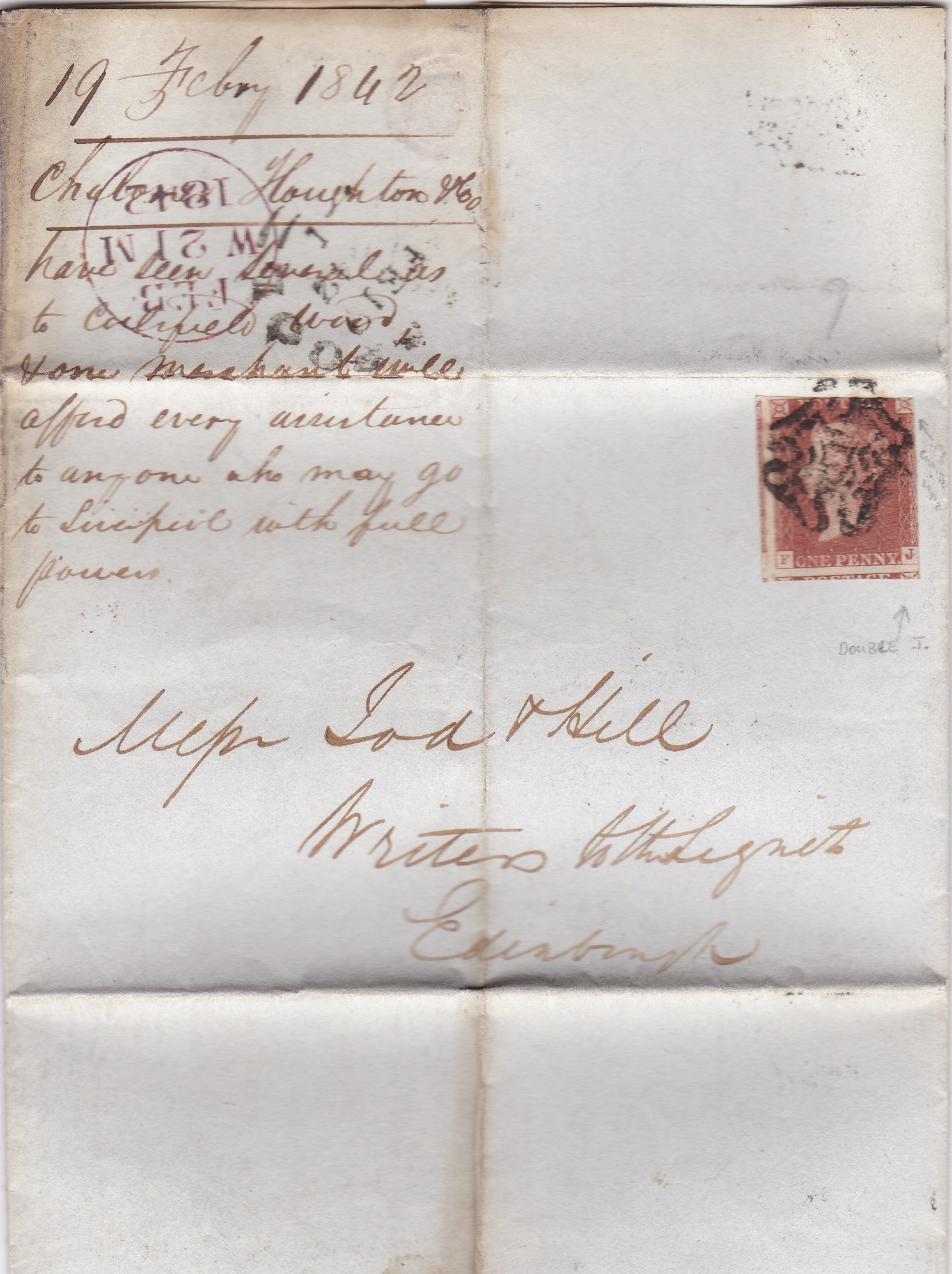 Great Britain 1842 - Postal History Folded letter dated 19.2.1842 Liverpool posted to Edinburgh