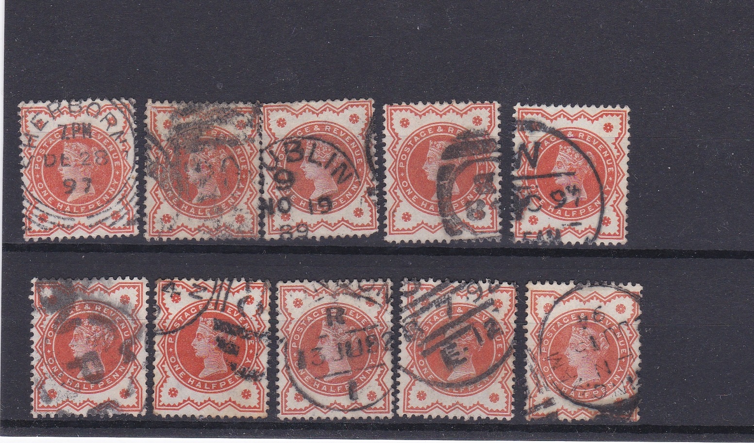 Great Britain 1887-1892-SG197 used 1/2d x10
