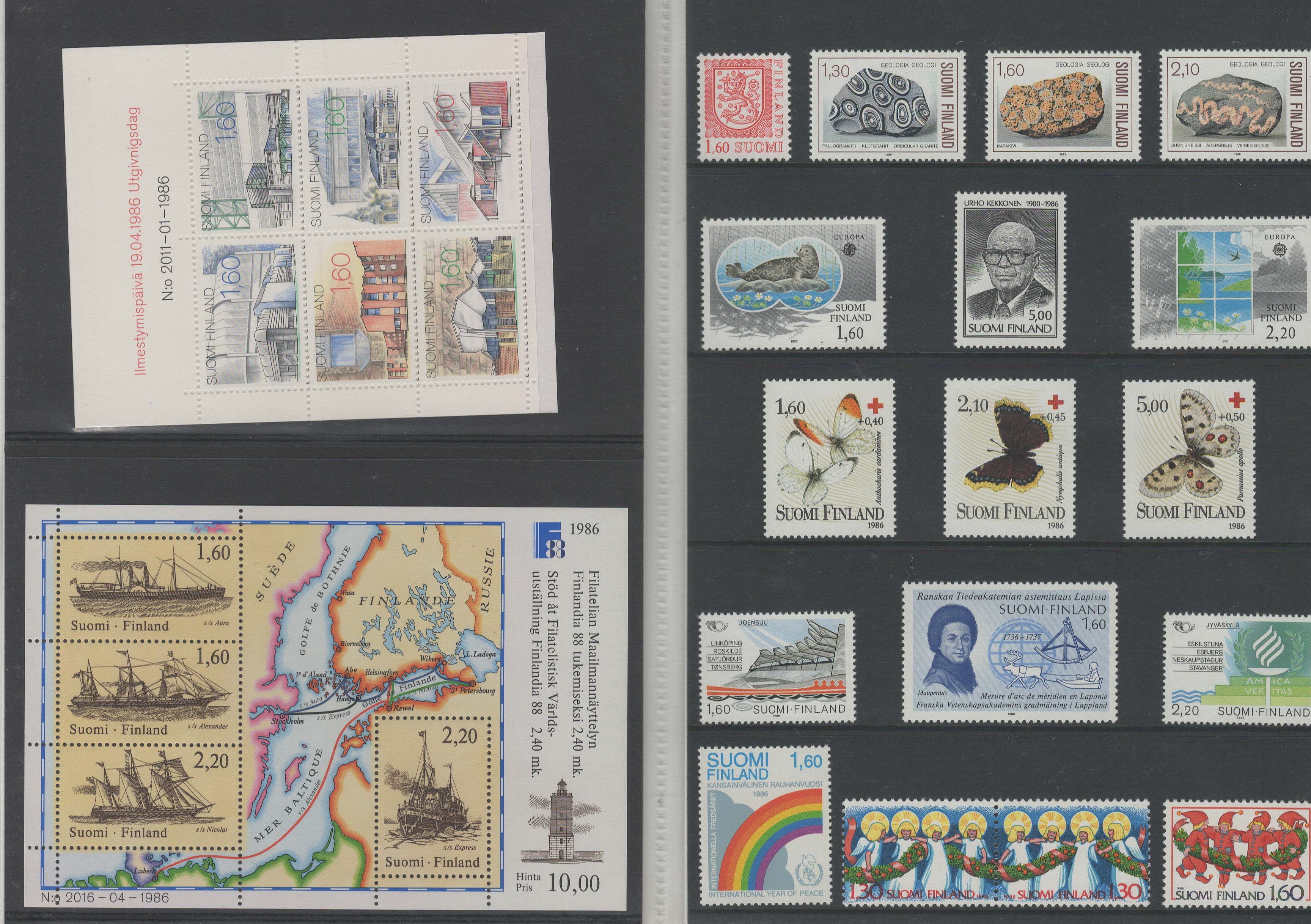 Finland 1986 Finnish P.O. Year Pack, includes sheetlet and miniature sheets. Cat £70 - Image 2 of 2