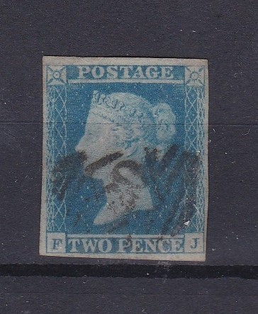 Great Britain 1841-51-SG13 used 2d pale blue. Cat value £110